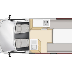 Hippie HiTop Campervan – 3 Berth – day layout