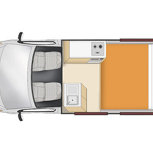 Hippie HiTop Campervan – 3 Berth – night layout