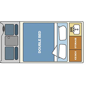 TA Chubby Campervan – 2 Berth – night layout