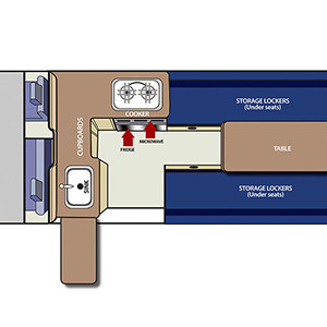 TA Kuga Campervan – 3 Berth – day layout