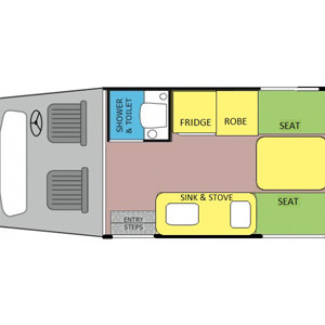 AAM Voyager Motorhome – 2 Berth – daytime layout