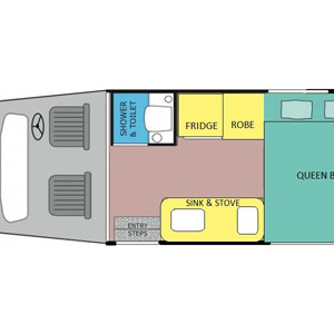 AAM Voyager Motorhome – 2 Berth – nighttime layout