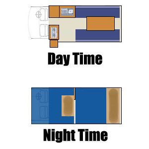 AC Adventurer Campervan- 3 Berth – daynight layout