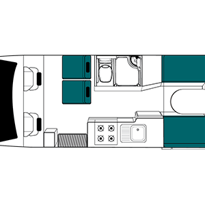 Maui Cascade Motorhome – 4 Berth – day layout