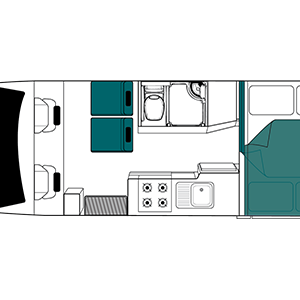 Maui Cascade Motorhome – 4 Berth – night layout