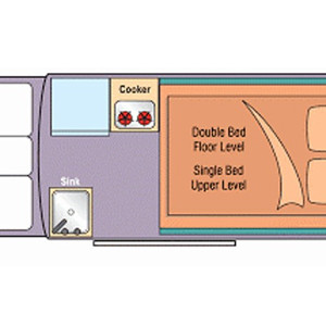 Driveabout 3 Seater Maxi Camper – 3 Berth – night layout