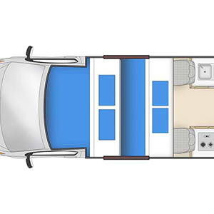 Cheapa Endeavour Campervan – 4 Berth – night layout