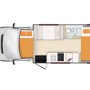 KC Elite Motorhome – 4 Berth – night layout