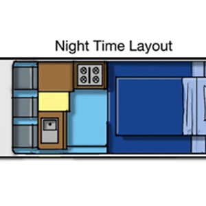 TM Devil Finder HiTop Campervan – 2-3 Berth – night layout