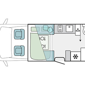 Let’s Go Voyager Deluxe Motorhome – 2 Berth – layout