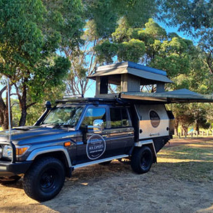 WA 79 Series Landcruiser with Rooftop Tent & Canopy 4WD – 2 Berth-awning-open