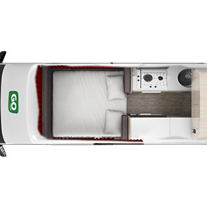 GoCheap Hi Top Campervan – 2 Berth – night-layout