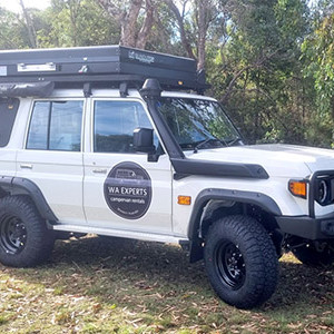 WA 76 Series Landcruiser with Roof Top Tent, Awning & Outdoor Shower 4WD – 2 Berth-exterior (2)