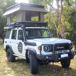 WA 76 Series Landcruiser with Roof Top Tent, Awning & Outdoor Shower 4WD – 2 Berth-exterior (7)