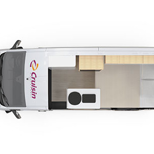 Cruisin HiTop Campervan – 2 Berth-floorplan-night (1)