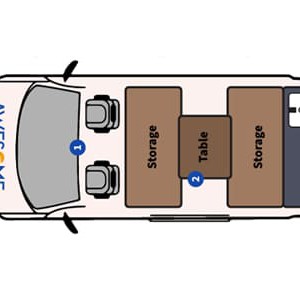 AW Elgrand E51 Camper – 2 Berth-day-layout