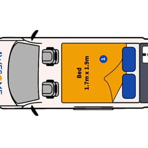 AW Elgrand E51 Camper – 2 Berth-night-layout