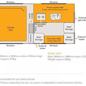 BB Dual Cab 4WD – 2 Berth-layout